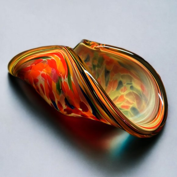 VTG Murano White Crystal Mélange Swirl Hand Made Art Glass Centerpiece Italy - Picture 2 of 11